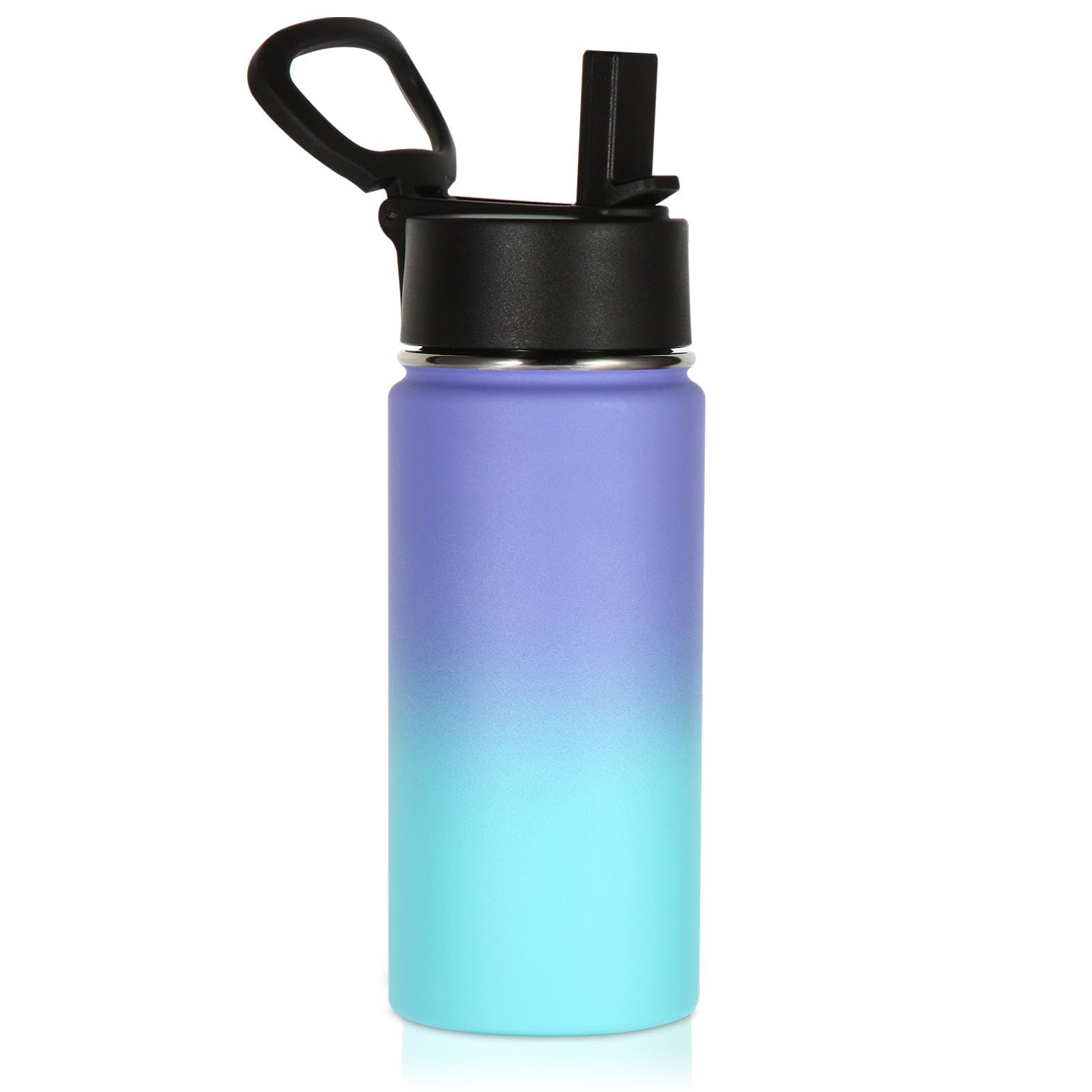 Volhoply 16 OZ Kids Water Bottle Bulk 8 Pack,Insulated Sports Bottles with Straw Lid,Stainless Steel Bottle with Handle Keep Cold & Hot,Double Wall Vacuum Tumbler Cups for School(Assorted, 8)