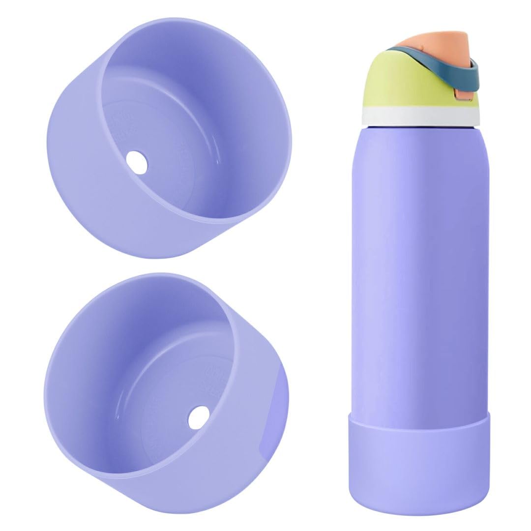 2PCS Silicone Water Bottle Boot, Compatible with Owala 24oz 32oz 40oz, Protective Anti-Scratch & Anti-Dent No Noise Sleeve Cover for FreeSip/Twist/Flip Water Bottles (Burgundy, 24 Ounces)
