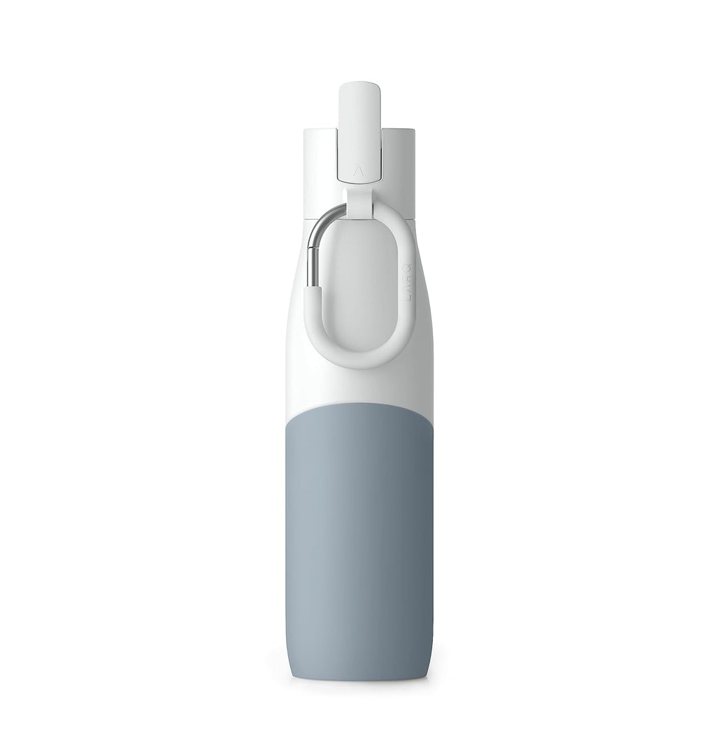 LARQ Bottle Movement Filtered - Lightweight Non-Insulated Stainless Steel Water Bottle BPA Free with Nano Zero technology and long-lasting filters, White/Pebble, 24oz