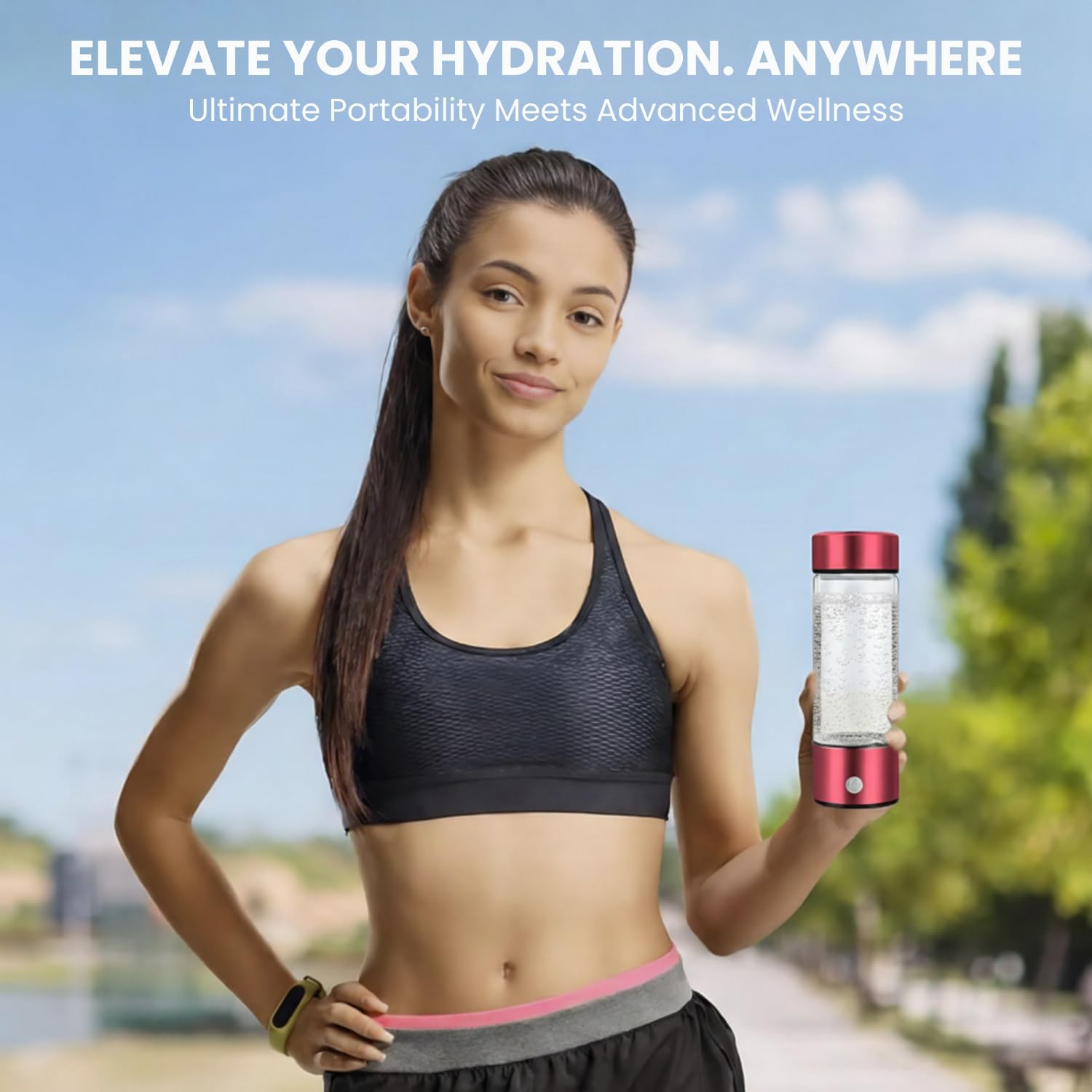 Hydrogen Water Bottle – Portable & Rechargeable – Enhance Hydration with Hydrogen-Rich Water Red