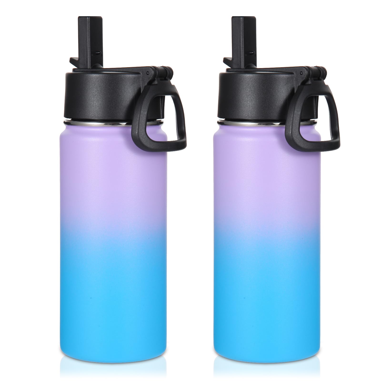 Volhoply 16 OZ Kids Water Bottle Bulk 8 Pack,Insulated Sports Bottles with Straw Lid,Stainless Steel Bottle with Handle Keep Cold & Hot,Double Wall Vacuum Tumbler Cups for School(Assorted, 8)