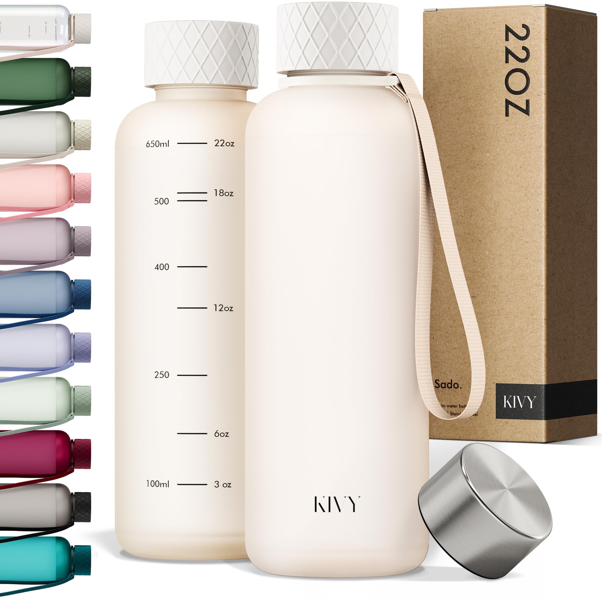 KIVY Large Water Bottle 50oz [Lightweight & Shatterproof] Fits Backpack & Cupholder for Travel, Sports, School - Extra large water bottle no straw - 1.5 Liter water bottles - 50oz Water bottle Green