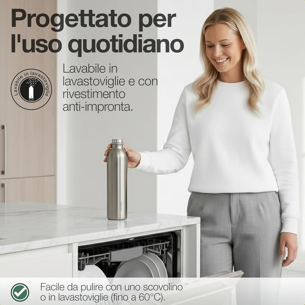 Stainless Steel Carbonating Bottle 33 oz | Compatible with Aarke Carbonator 3, SodaStream Duo & Plastic Bottles | Not for models Aqua Fizz & Jet | No Expiry | Plastic-Free