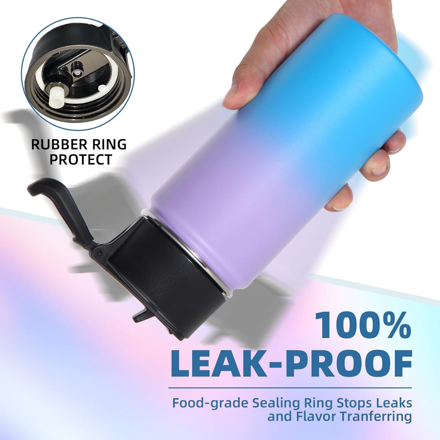 Volhoply 16 OZ Kids Water Bottle Bulk 8 Pack,Insulated Sports Bottles with Straw Lid,Stainless Steel Bottle with Handle Keep Cold & Hot,Double Wall Vacuum Tumbler Cups for School(Assorted, 8)