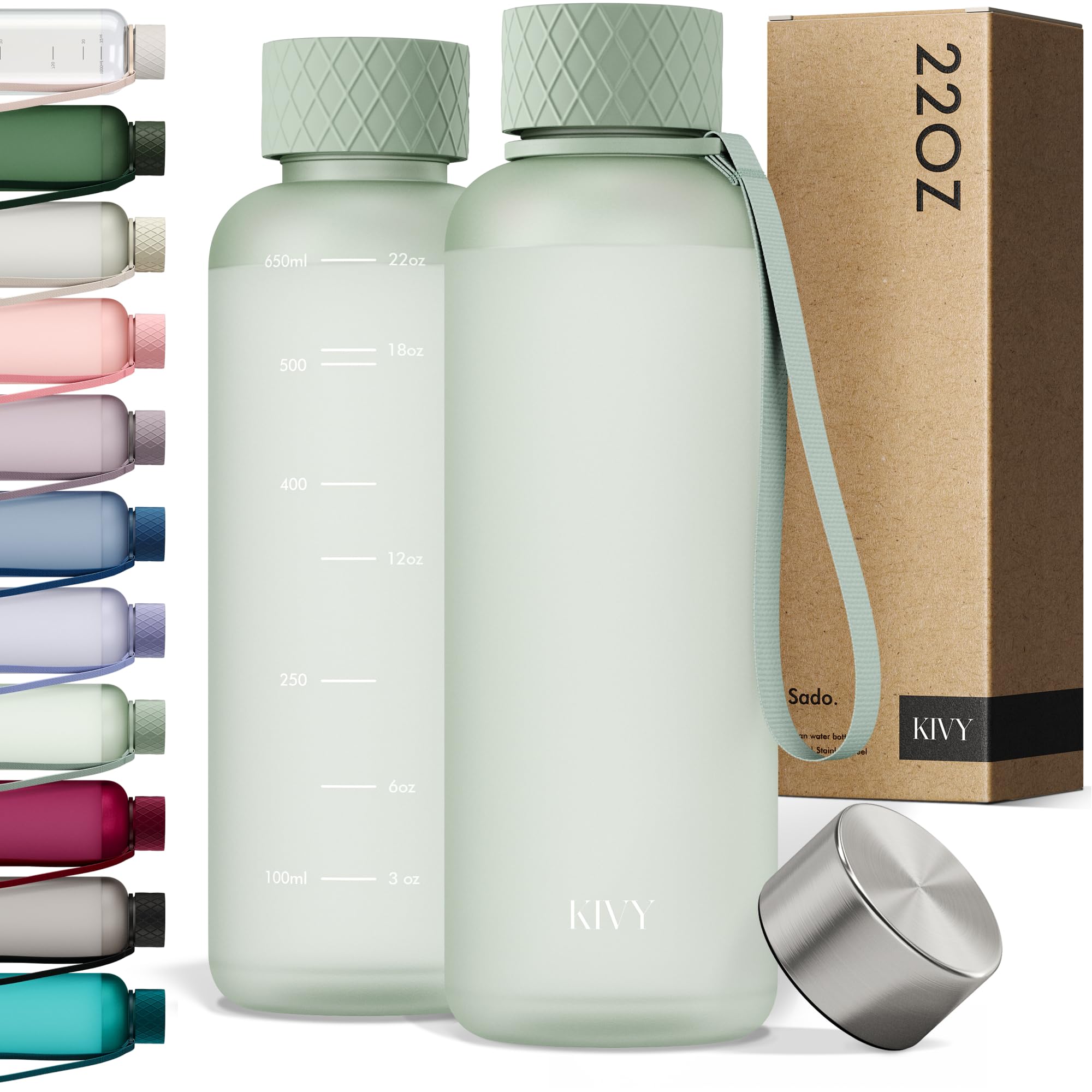 KIVY Large Water Bottle 50oz [Lightweight & Shatterproof] Fits Backpack & Cupholder for Travel, Sports, School - Extra large water bottle no straw - 1.5 Liter water bottles - 50oz Water bottle Green