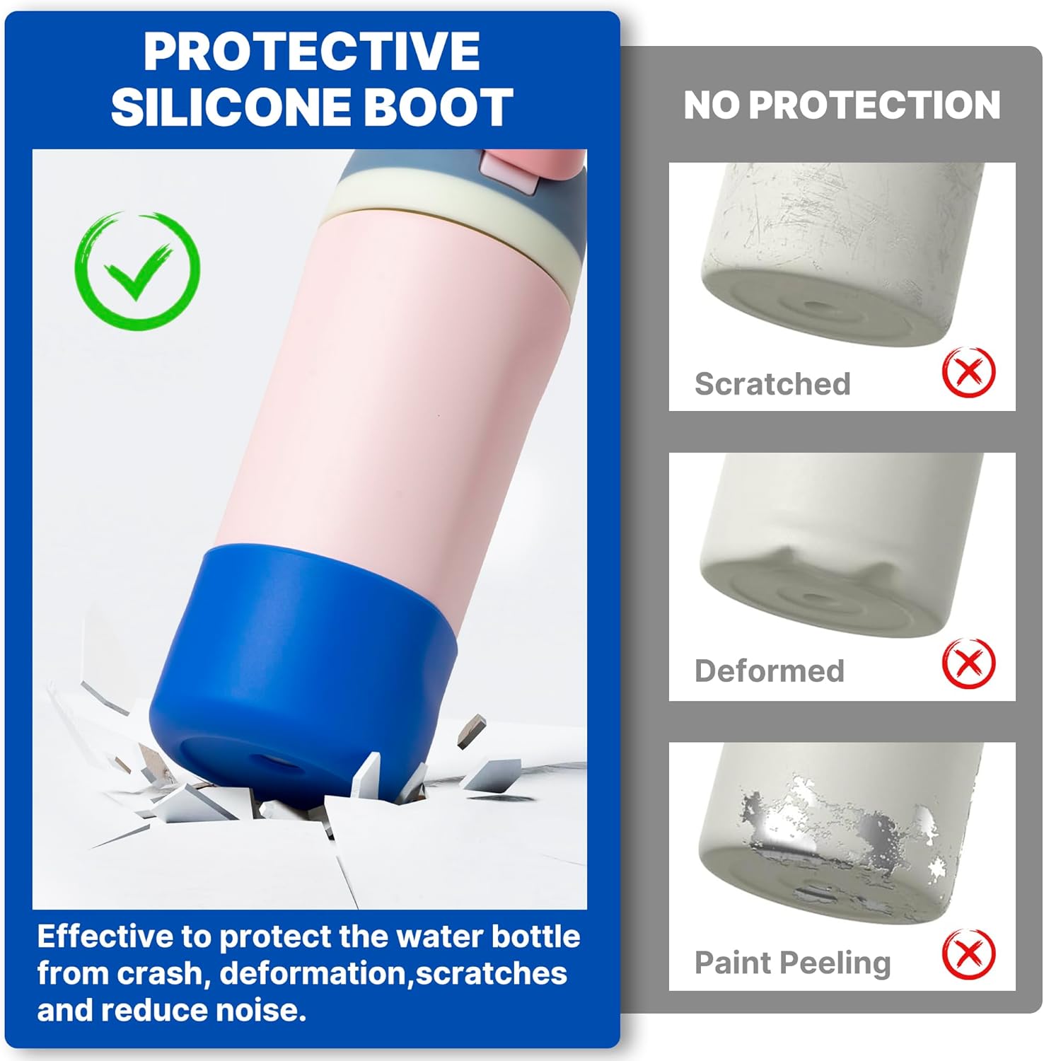 Silicone Boot for Owala FreeSip 16 oz & Flip 14 oz Insulated Stainless-Steel Water Bottle, Anti-Slip Protective Sleeve for Kids 12 oz Tumbler
