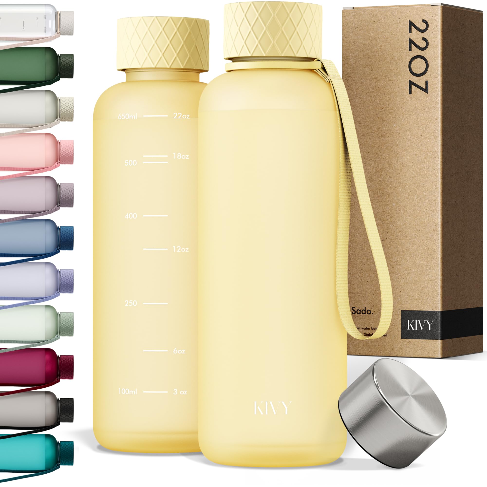 KIVY Large Water Bottle 50oz [Lightweight & Shatterproof] Fits Backpack & Cupholder for Travel, Sports, School - Extra large water bottle no straw - 1.5 Liter water bottles - 50oz Water bottle Green