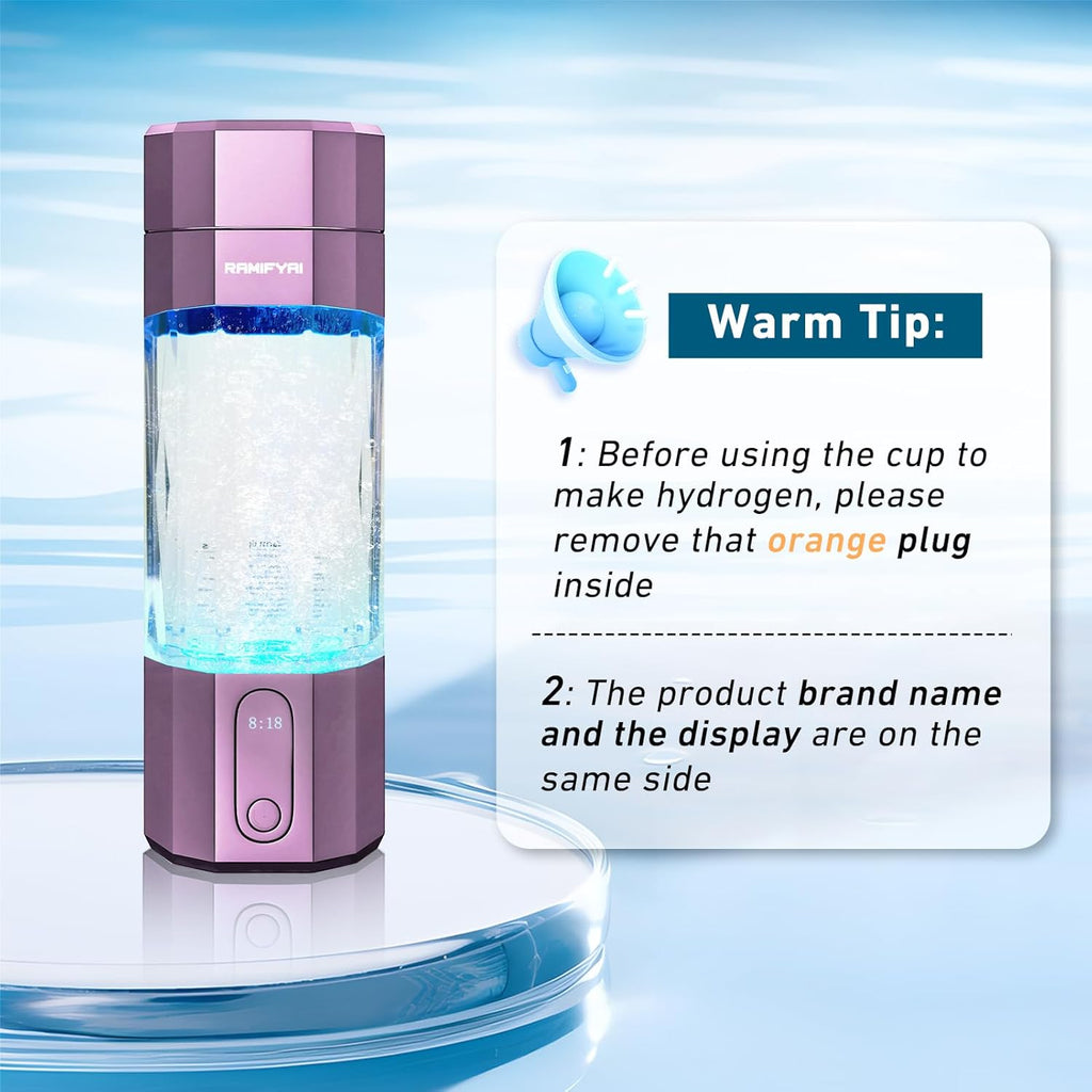 New Upgrade 10000PPB Hydrogen Water Bottle SPE/PEM Technology Seven Colorful Light Double Anti-Slip and Leak-Proof Hydrogen Water Generator with LCD Display (H80 Purple)