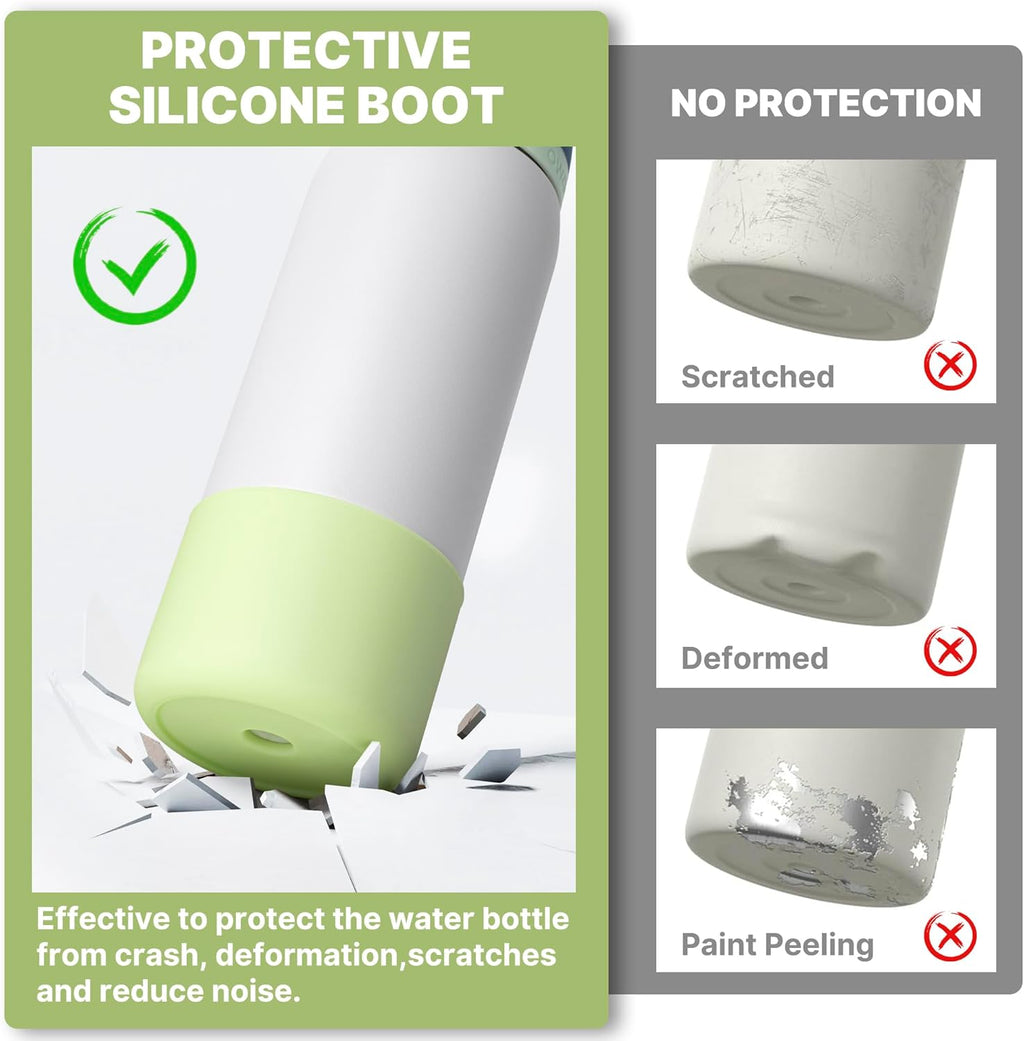 Boot for Owala 24 oz, Anti-Slip Protective Sleeve for Stainless Steel Water Bottle, Silicone Boot Bottom Base (Green)