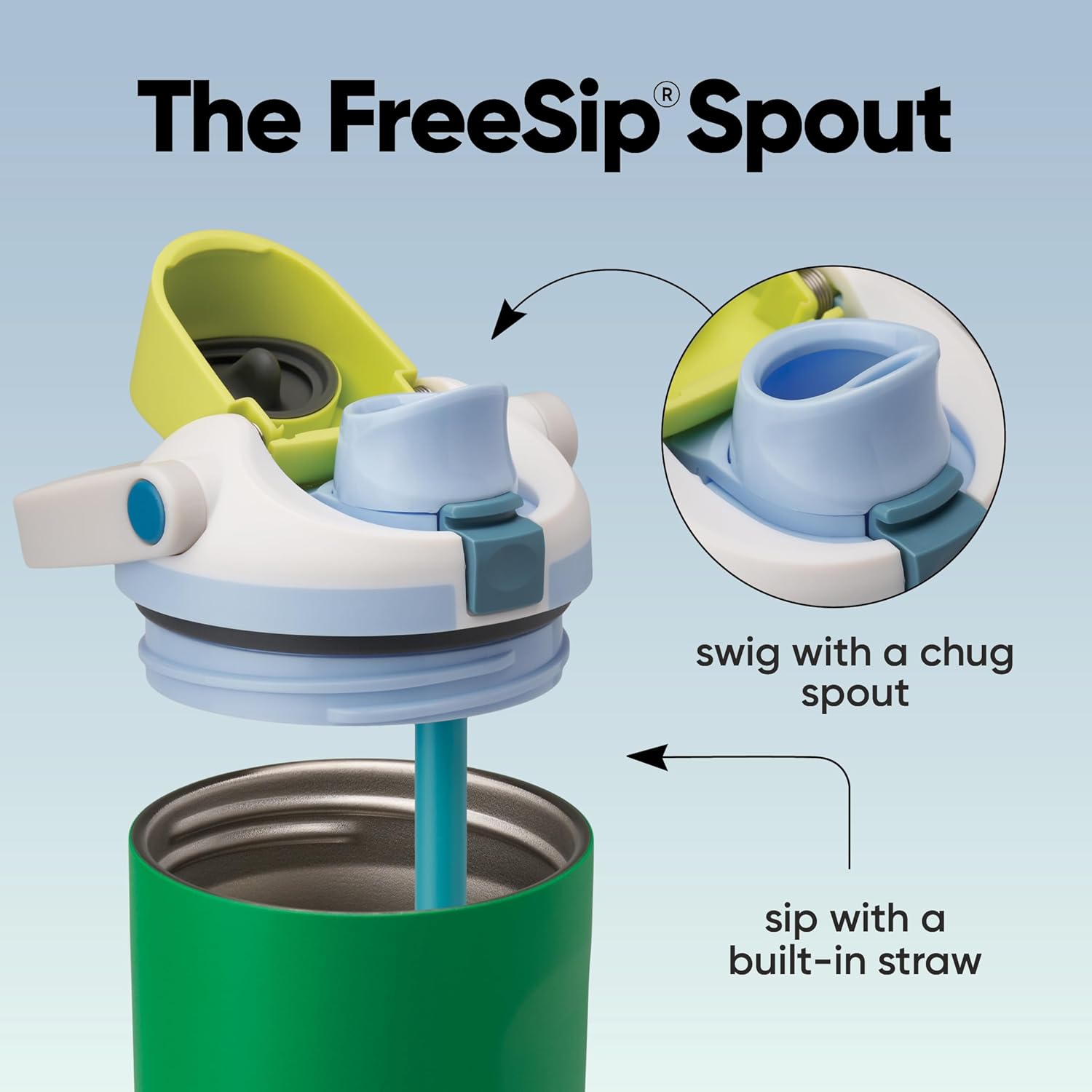 Owala FreeSip Sway Insulated Stainless Steel Water Bottle with Two-Way Spout, Built-In Straw and Bucket Handle, Made for Travel, School, and Sports, 30oz, BPA Free, Leak Proof, Putting Green