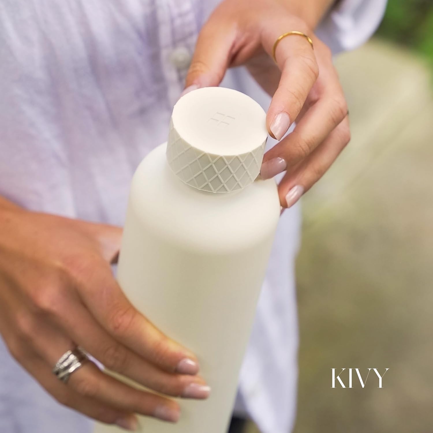 KIVY Large Water Bottle 50oz [Lightweight & Shatterproof] Fits Backpack & Cupholder for Travel, Sports, School - Extra large water bottle no straw - 1.5 Liter water bottles - 50oz Water bottle Green