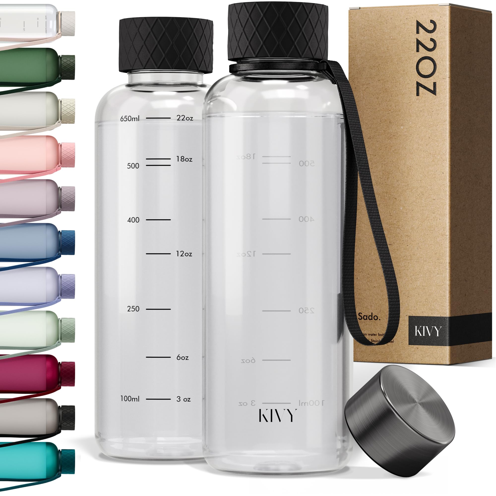 KIVY Large Water Bottle 50oz [Lightweight & Shatterproof] Fits Backpack & Cupholder for Travel, Sports, School - Extra large water bottle no straw - 1.5 Liter water bottles - 50oz Water bottle Green