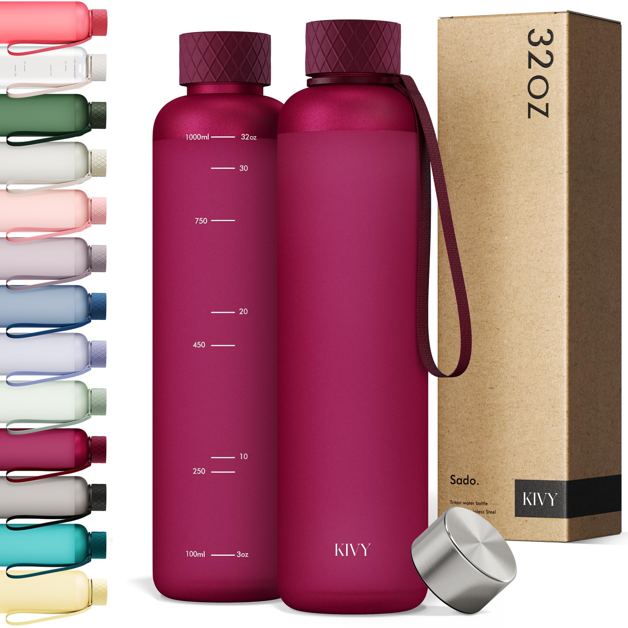 KIVY Large Water Bottle 50oz [Lightweight & Shatterproof] Fits Backpack & Cupholder for Travel, Sports, School - Extra large water bottle no straw - 1.5 Liter water bottles - 50oz Water bottle Green