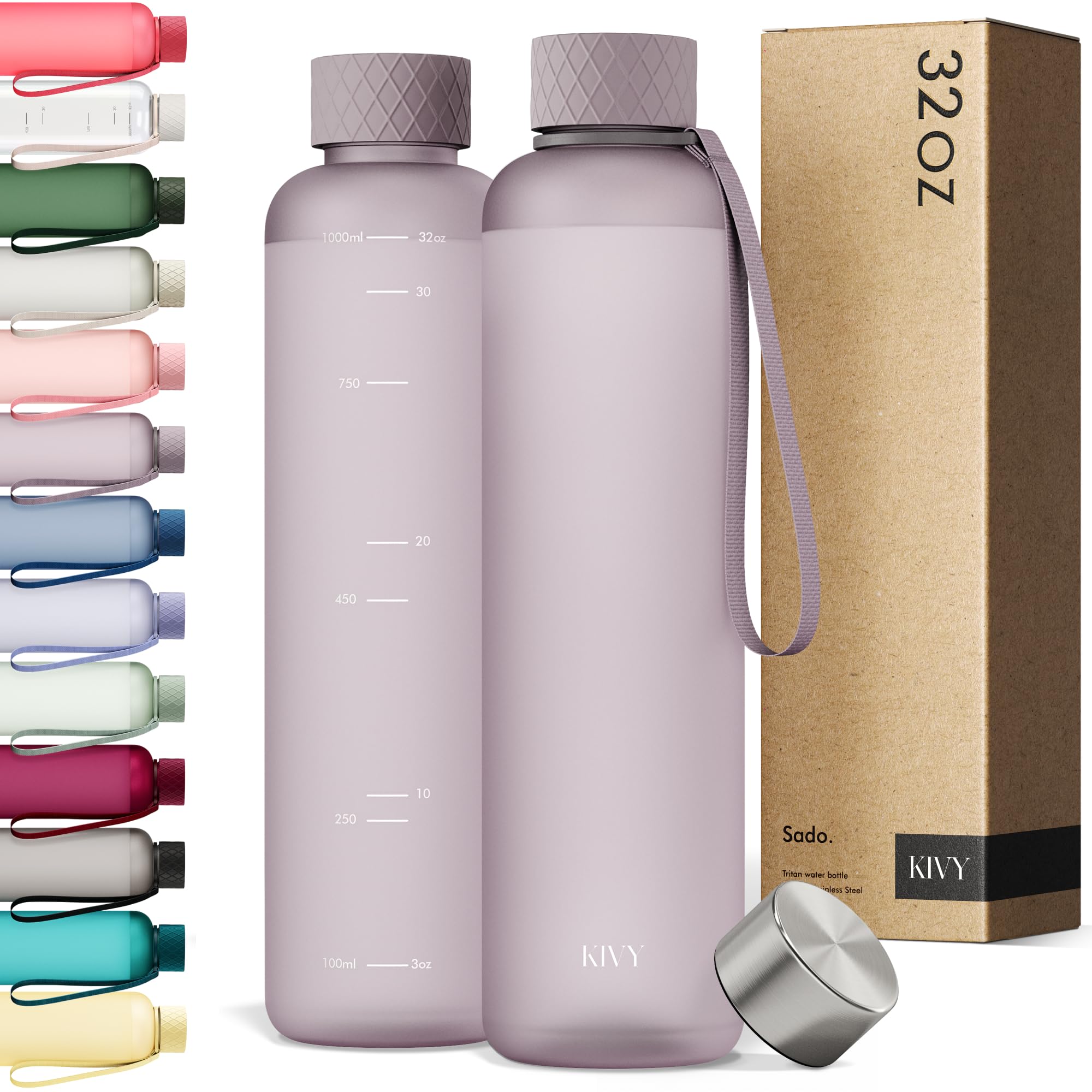 KIVY Large Water Bottle 50oz [Lightweight & Shatterproof] Fits Backpack & Cupholder for Travel, Sports, School - Extra large water bottle no straw - 1.5 Liter water bottles - 50oz Water bottle Green