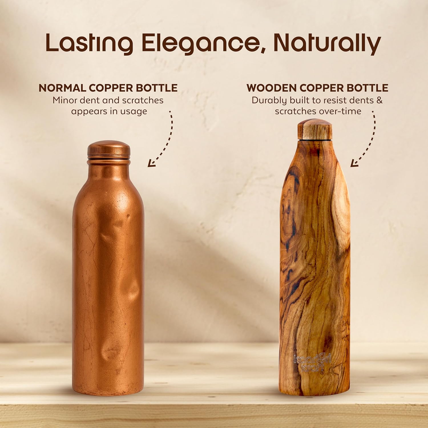 Copper Wooden Water Bottle | BPA Free | 32oz Water Bottle | Leak-Proof & Odorless | Perfect for Bottled Water Enthusiasts with a Sense of Humor