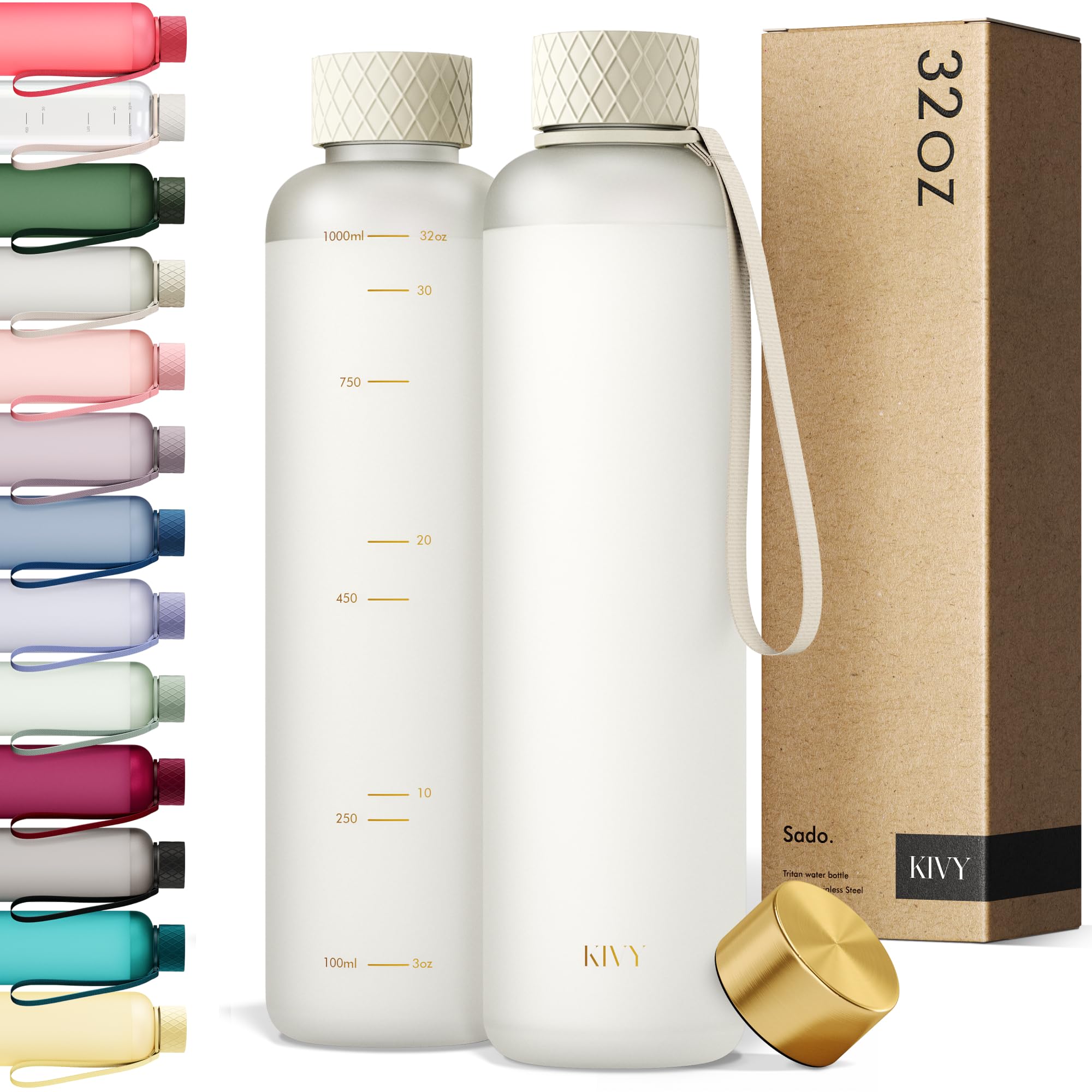 KIVY Large Water Bottle 50oz [Lightweight & Shatterproof] Fits Backpack & Cupholder for Travel, Sports, School - Extra large water bottle no straw - 1.5 Liter water bottles - 50oz Water bottle Green