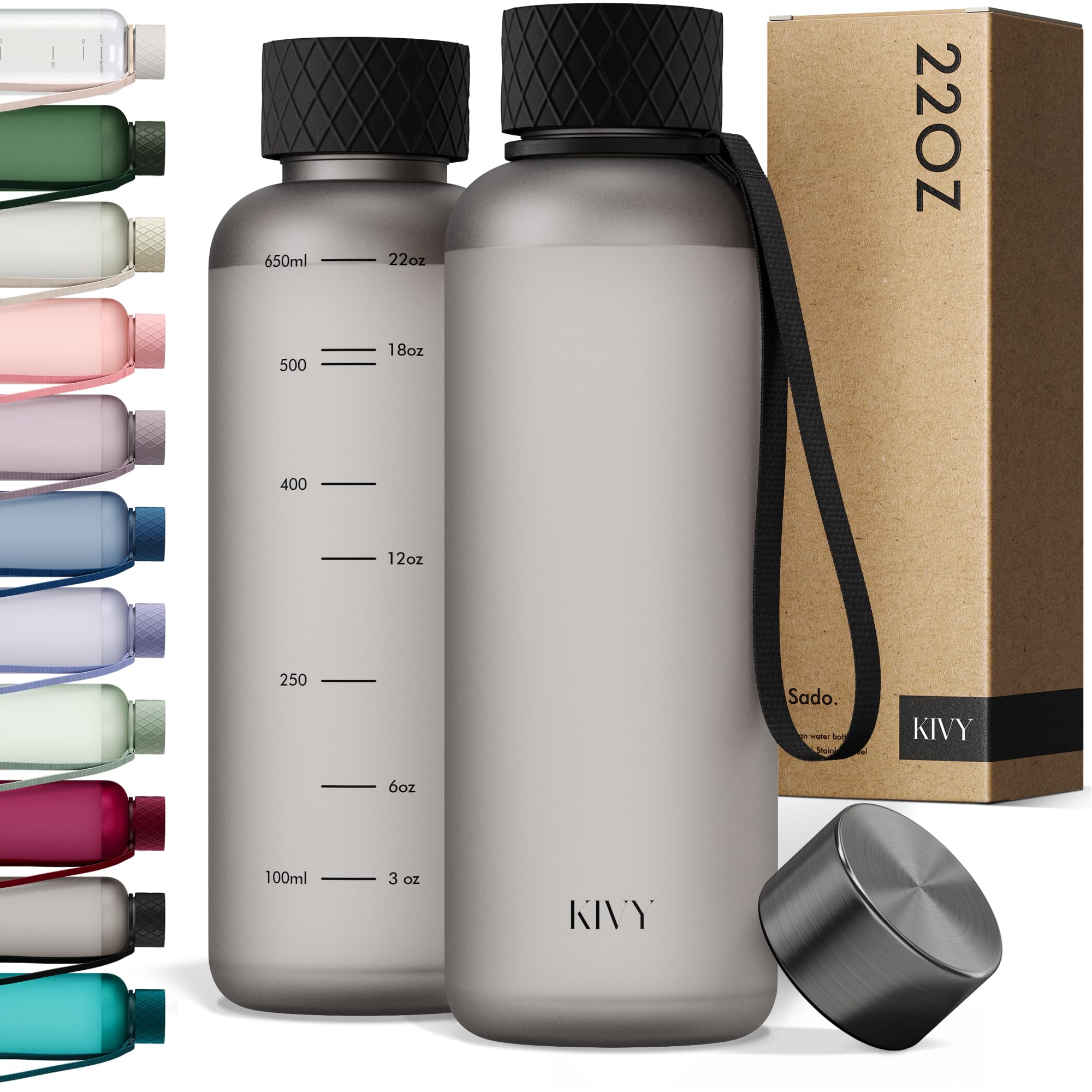 KIVY Large Water Bottle 50oz [Lightweight & Shatterproof] Fits Backpack & Cupholder for Travel, Sports, School - Extra large water bottle no straw - 1.5 Liter water bottles - 50oz Water bottle Green