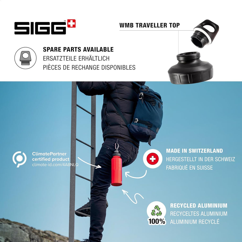 SIGG - Outdoor Water Bottle - WMB Traveller 51 OZ - Swiss Made - Carbonated Drinks - Leakproof, Recycled, Carbon Neutral